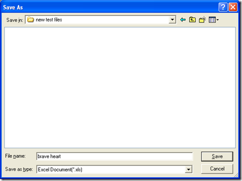 dialog box for selecting targeting folder with one click on "Save"