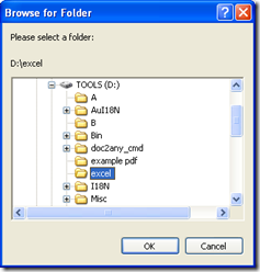 dialog box for select targeting folder and one click on "OK"
