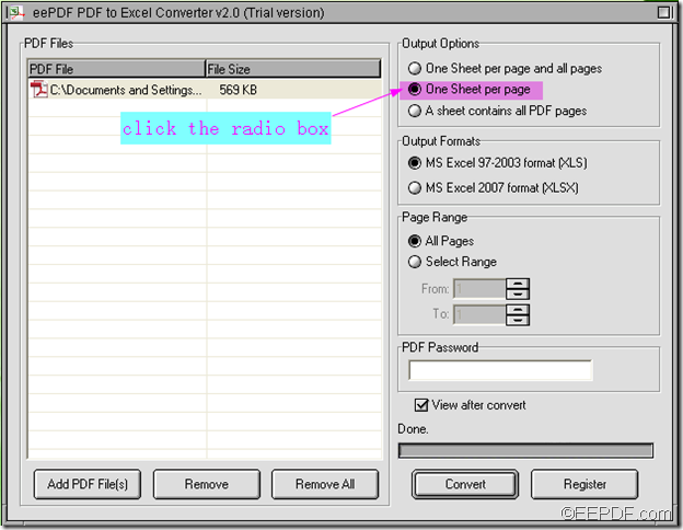 convert PDF to Excel by EEPDF PDF to Excel Converter