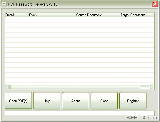 remove PDF password using EEPDF PDF Password Recovery