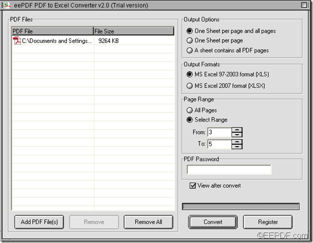 convert PDF to Excel with EEPDF PDF to Excel Converter
