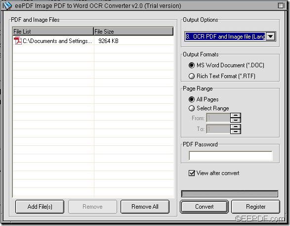 convert image PDF to Word with EEPDF Image PDF to Word OCR Converter