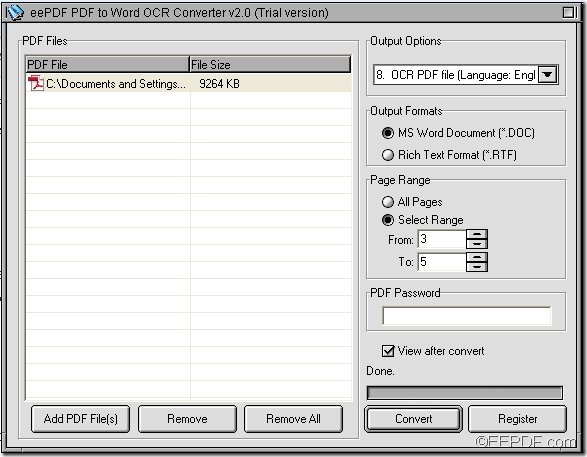 convert scanned PDF to Word with EEPDF PDF to Word OCR Converter