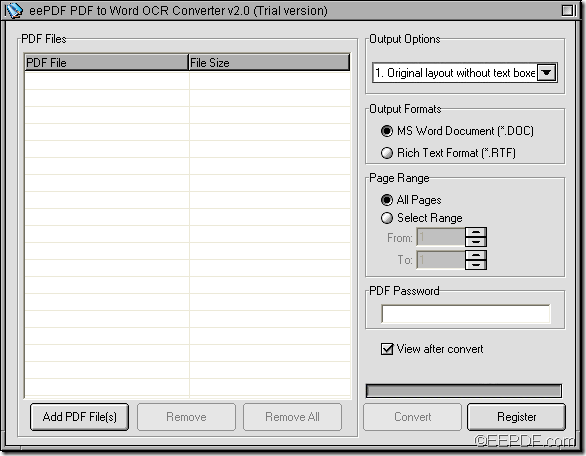 convert scanned PDF to Word with EEPDF PDF to Word OCR Converter