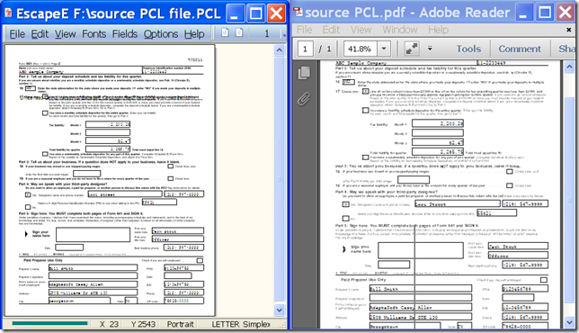 input PCL file and output PDF file