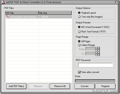 convert PDF to Word with EEPDF PDF to Word Converter 