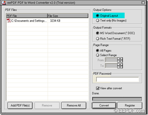 copy contents from PDF to Word with EEPDF PDF to Word Converter
