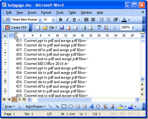DOC file previewed in Word