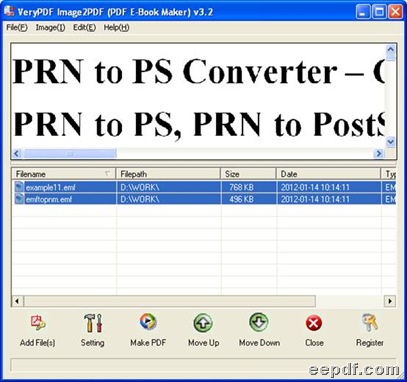 Interface of EEPDF EMF to PDF Converter 