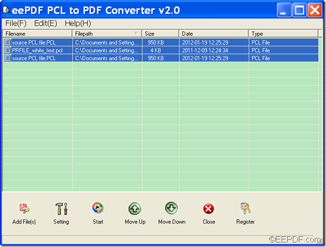 batch convert PCL to PDF using EEPDF PCL to PDF Converter
