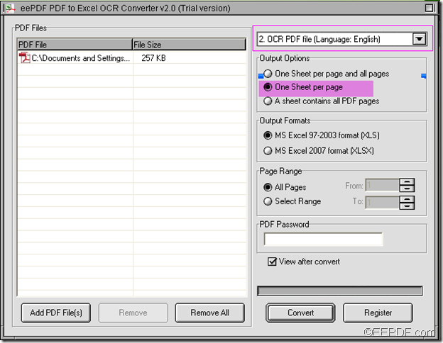 extract data from PDF to Excel using EEPDF PDF to Excel OCR Converter