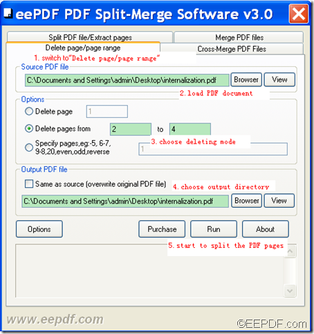 split PDF and remove PDF pages using EEPDF PDF Split Merge