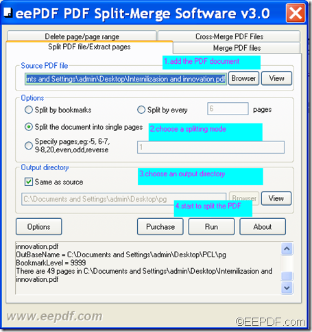 split PDF per page using EEPDF PDF Split Merge