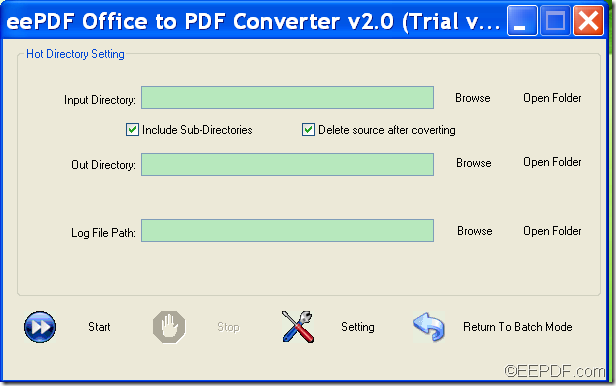 hot directories mode of EEPDF Office to PDF Converter