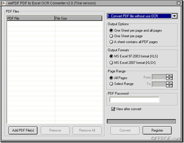 convert scanned PDF to Excel with EEPDF PDF to Excel OCR Converter