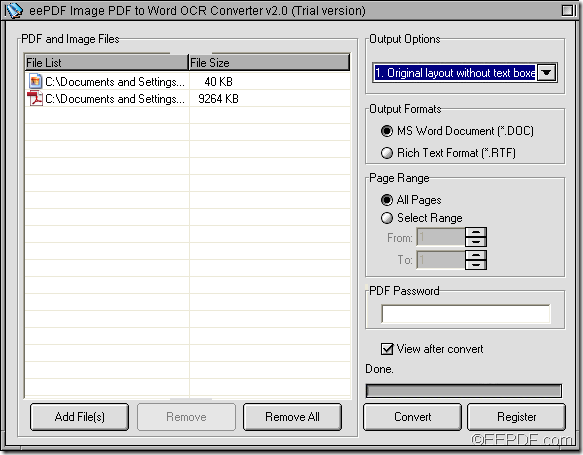 convert scanned image PDF to Word with EEPDF Image PDF to Word OCR Converter 