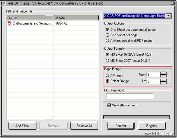 convert scanned image or scanned PDF to Excel with EEPDF Image PDF to Excel OCR Converter