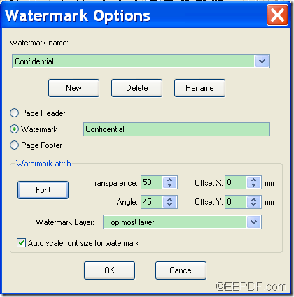 set watermark options