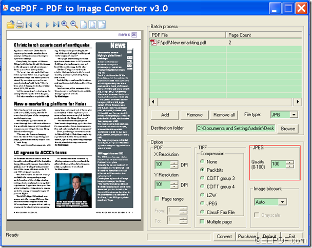 convert PDF to JPG image with EEPDF PDF to Image Converter