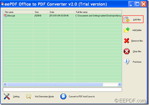 convert Office PowerPoint to PDF  with EEPDF Office to PDF Converter