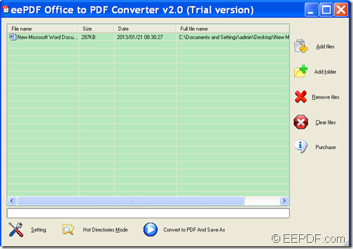 convert Office Word  to PDF with EEPDF Office to PDF Converter